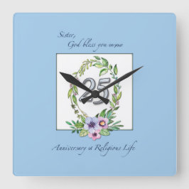 25e Jubileum katholieke Nun Wreath en Silver Vierkante Klok