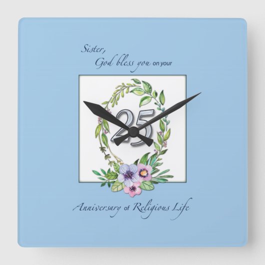 25e Jubileum katholieke Nun Wreath en Silver Vierkante Klok (Voorkant)