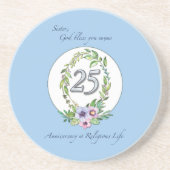 25e Jubileum katholieke Nun Wreath en Silver Zandsteen Onderzetter (Voorkant)