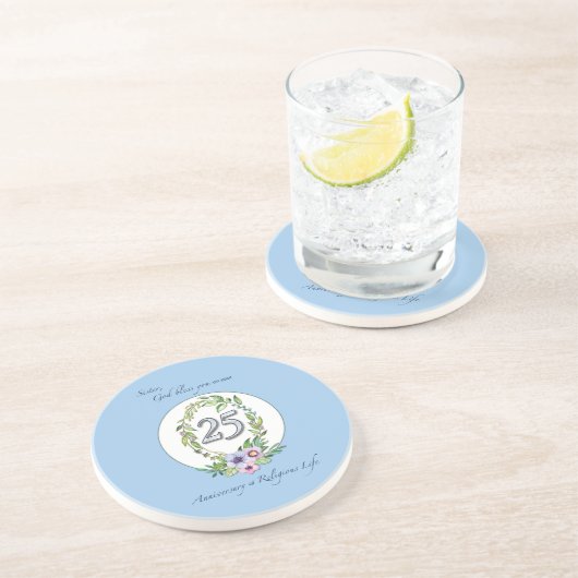 25e Jubileum katholieke Nun Wreath en Silver Zandsteen Onderzetter (Zijkant)