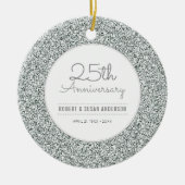 25e Jubileum Keepasje Faux Silver Glitter Keramisch Ornament (Voorkant)