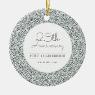 25e Jubileum Keepasje Faux Silver Glitter Keramisch Ornament