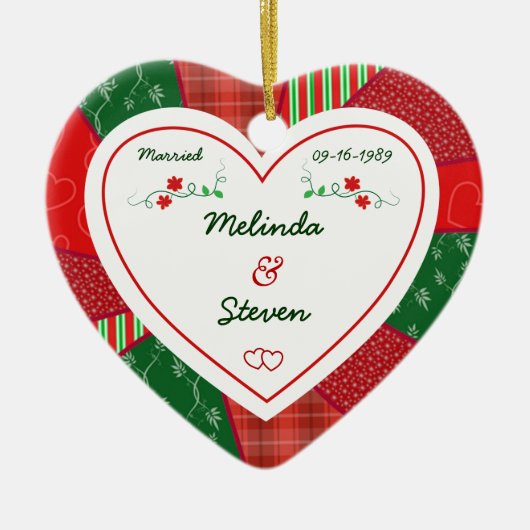 25e Jubileum kerstcadeaus Keramisch Ornament (Voorkant)