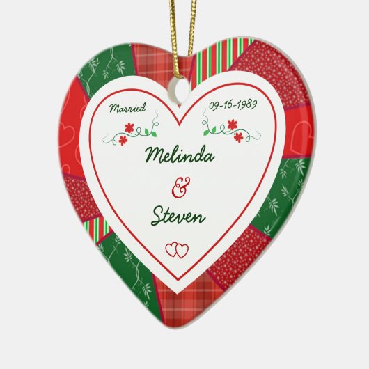 25e Jubileum kerstcadeaus Keramisch Ornament (Links)