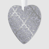 25e Jubileum Kerstmis met rugleuning Zilver Damask Ornament (voorkant)