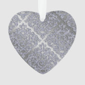 25e Jubileum Kerstmis met rugleuning Zilver Damask Ornament (voorkant)