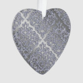 25e Jubileum Kerstmis met rugleuning Zilver Damask Ornament (voorkant)