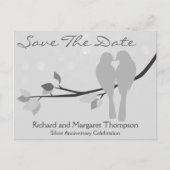 25e Jubileum Lovebirds Save The Date Aankondigingskaart (Voorkant)