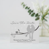 25e Jubileum Lovebirds Save The Date Aankondigingskaart (Staand voorkant)