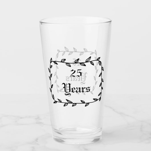 25e Jubileum met bladeren Glas (Voorkant)