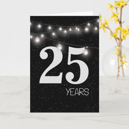 25e Jubileum met lampjes en sterren Kaart (Gele Bloem)