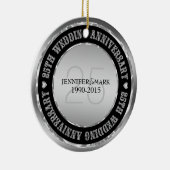 25e Jubileum met weddenschap, metalen zilver en zw Keramisch Ornament (Rechts)