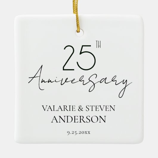 25e Jubileum minimaal Keramisch Ornament (Voorkant)