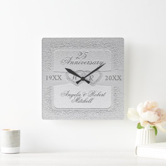 25e Jubileum Monogram Vierkante Klok (Huis)