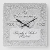 25e Jubileum Monogram Vierkante Klok (Voorkant)