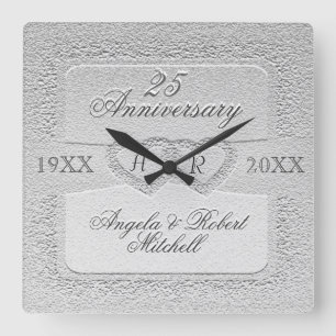 25e Jubileum Monogram Vierkante Klok