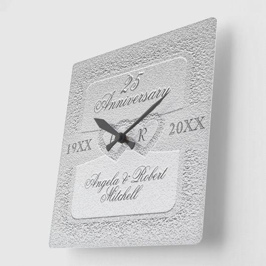 25e Jubileum Monogram Vierkante Klok (Hoek)