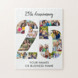 25e Jubileum nummer 25 Fotocollage Legpuzzel<br><div class="desc">Aangepaste fotopuzzel voor 25e Jubileum. De fotosjabloon is ingesteld voor u om uw afbeeldingen te uploaden om het nummer 25 te vormen. De sjabloon maakt gebruik van een combinatie van portretvierkant en landschapsformaat om u te helpen de beste plek te vinden voor uw favoriete foto's. Alle tekst is bewerkbaar, zodat...</div>