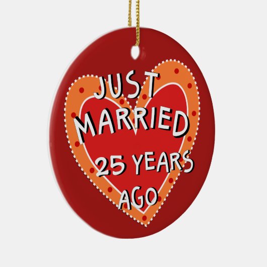 25e Jubileum of een Yr Keepsake kerstcadeau Keramisch Ornament (Rechts)