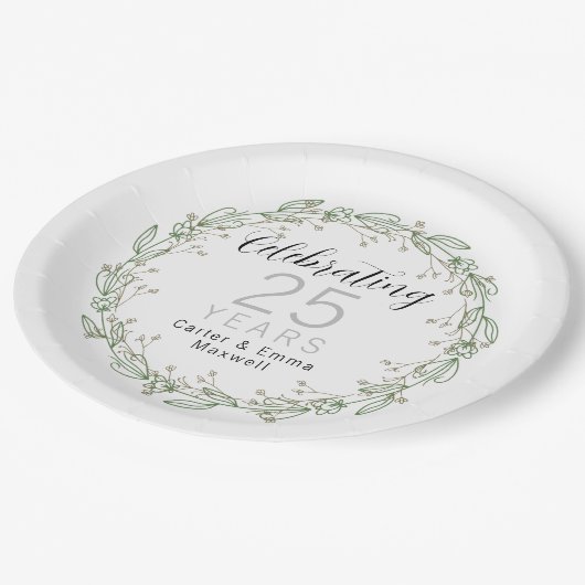 25e Jubileum Papieren Borden Papieren Bordje (Gekanteld)