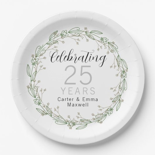 25e Jubileum Papieren Borden Papieren Bordje (Voorkant)