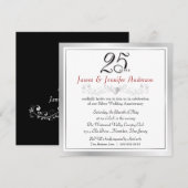 25e Jubileum partij bij uitnodigingen Silver Squar (Voorkant / Achterkant)