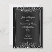 25e Jubileum Partij Chalkboard Silver Floral 3 Kaart (Voorkant)