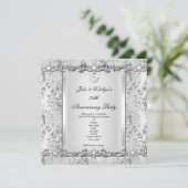 25e Jubileum Partij Damask Diamond White Kaart (Staand voorkant)