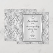 25e Jubileum Partij Damask Silver White 2 Kaart (Voorkant / Achterkant)