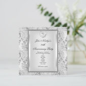25e Jubileum Partij Damask Silver White 2 Kaart (Staand voorkant)