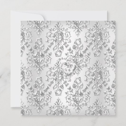 25e Jubileum Partij Damask Silver White 2 Kaart (Achterkant)