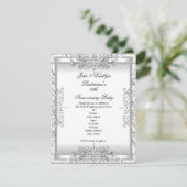 25e Jubileum Partij Damask Silver White Kaart (Staand voorkant)