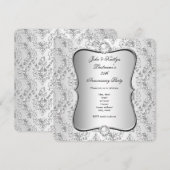 25e Jubileum Partij Damask Silver White Kaart (Voorkant / Achterkant)