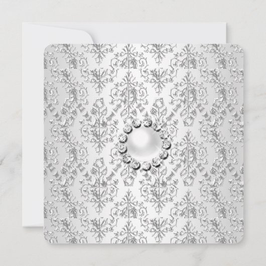 25e Jubileum Partij Damask Silver White Kaart (Achterkant)