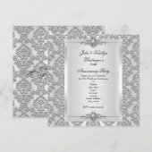 25e Jubileum Partij Damask Silver White Kaart (Voorkant / Achterkant)