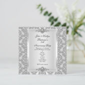 25e Jubileum Partij Damask Silver White Kaart (Staand voorkant)