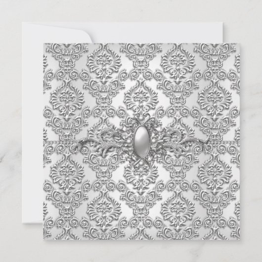 25e Jubileum Partij Damask Silver White Kaart (Achterkant)