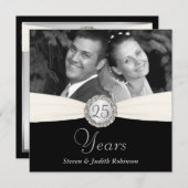 25e Jubileum Partij - Faux Pocket Style -SQUARE Kaart (Voorkant / Achterkant)