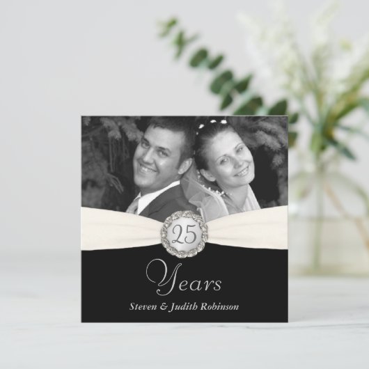 25e Jubileum Partij - Faux Pocket Style -SQUARE Kaart (Staand voorkant)