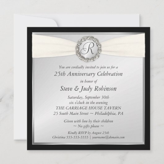 25e Jubileum Partij - Faux Pocket Style -SQUARE Kaart (Achterkant)