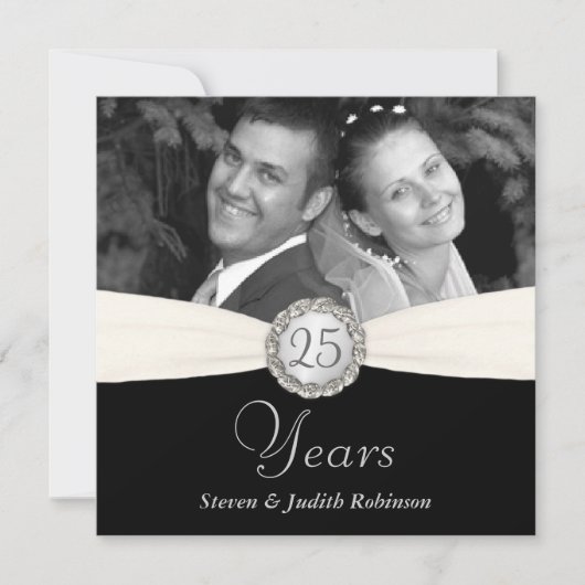 25e Jubileum Partij - Faux Pocket Style -SQUARE Kaart (Voorkant)