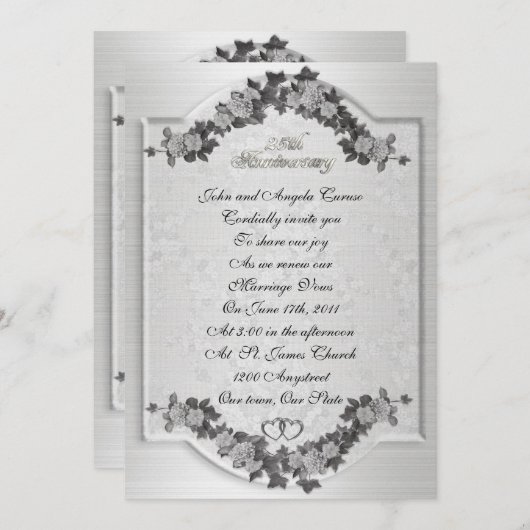 25e Jubileum partij gelofte vernieuwingsuitnodigin Kaart (Voorkant / Achterkant)