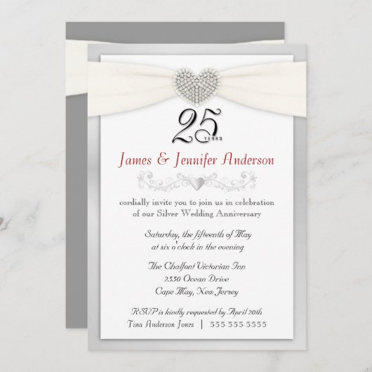 25e Jubileum Partij Uitnodiging  Zilver (Voorkant / Achterkant)