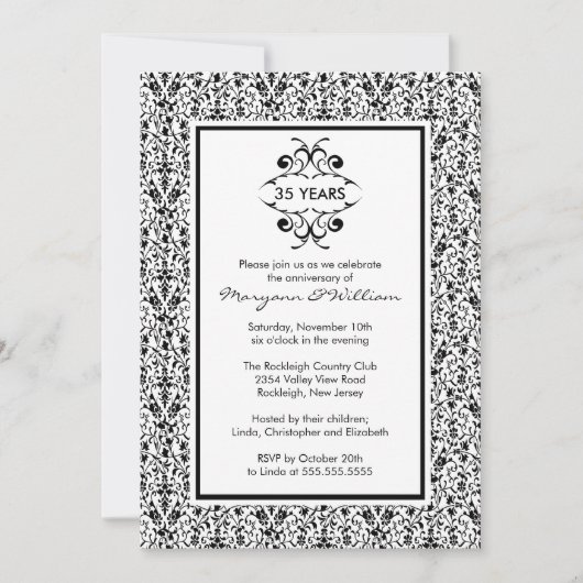 25e Jubileum partij uitnodiging zwart-wit (Voorkant)