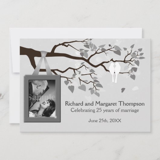 25e Jubileum partij vogels in de boom Kaart (Voorkant)