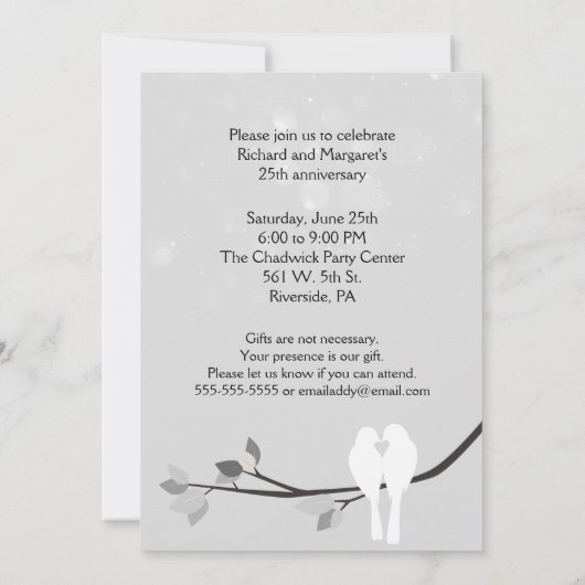 25e Jubileum partij vogels in de boom Kaart (Achterkant)