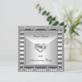 25e Jubileum Partij Zilveren Witte Heart Jewel 3 Kaart (Staand voorkant)