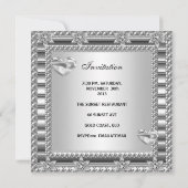 25e Jubileum Partij Zilveren Witte Heart Jewel 3 Kaart (Achterkant)