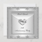 25e Jubileum Partij Zilveren Witte Heart Jewel 4 Kaart (Voorkant)