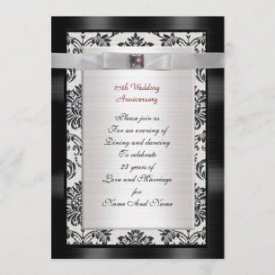 25e Jubileum partijuitnodiging zwart-wit Kaart
